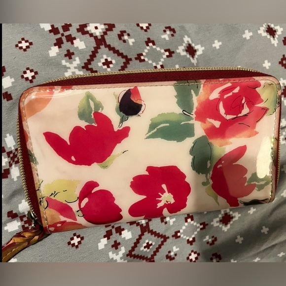 Dooney & Bourke Red and Green Floral Wallet - Picture 3 of 4